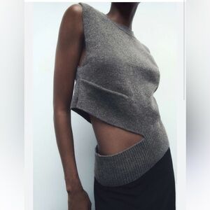 Zara Cut Out Knit Wool Blend Vest - NWT